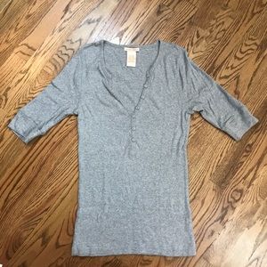 ✨🥰Grey Deep V Neck Henley🥰✨